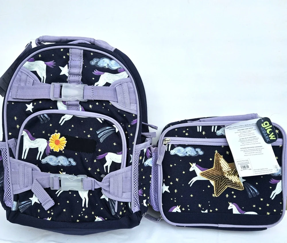 Pottery Barn Kids Mackenzie Unicorn Small Backpack w/Matching Lunch Bag NEW!